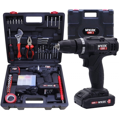 MYLEK DIY 90 Piece DIY Home Kit and Cordless Drill